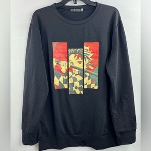 HEQU Anime Women’s Sweatshirt Black with Graphic Size M 100% Cotton lightweight